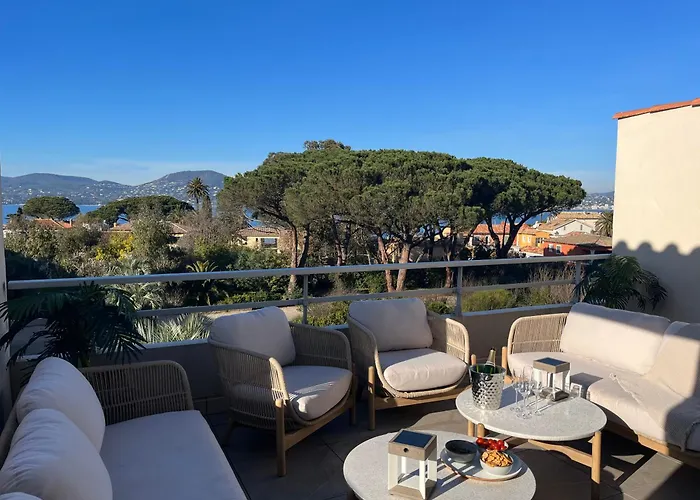 Terrasse Vue Mer - Appartement 6 Pers, 3 Chambres Et Parking A St Tropez